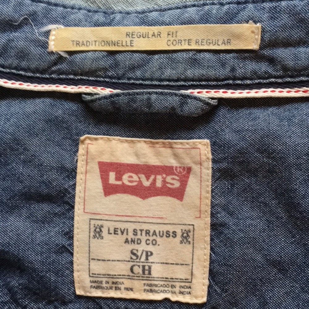 Levi’s Button Front Cotton Denim Shirt Blue Gray Sz S - Picture 5 of 8